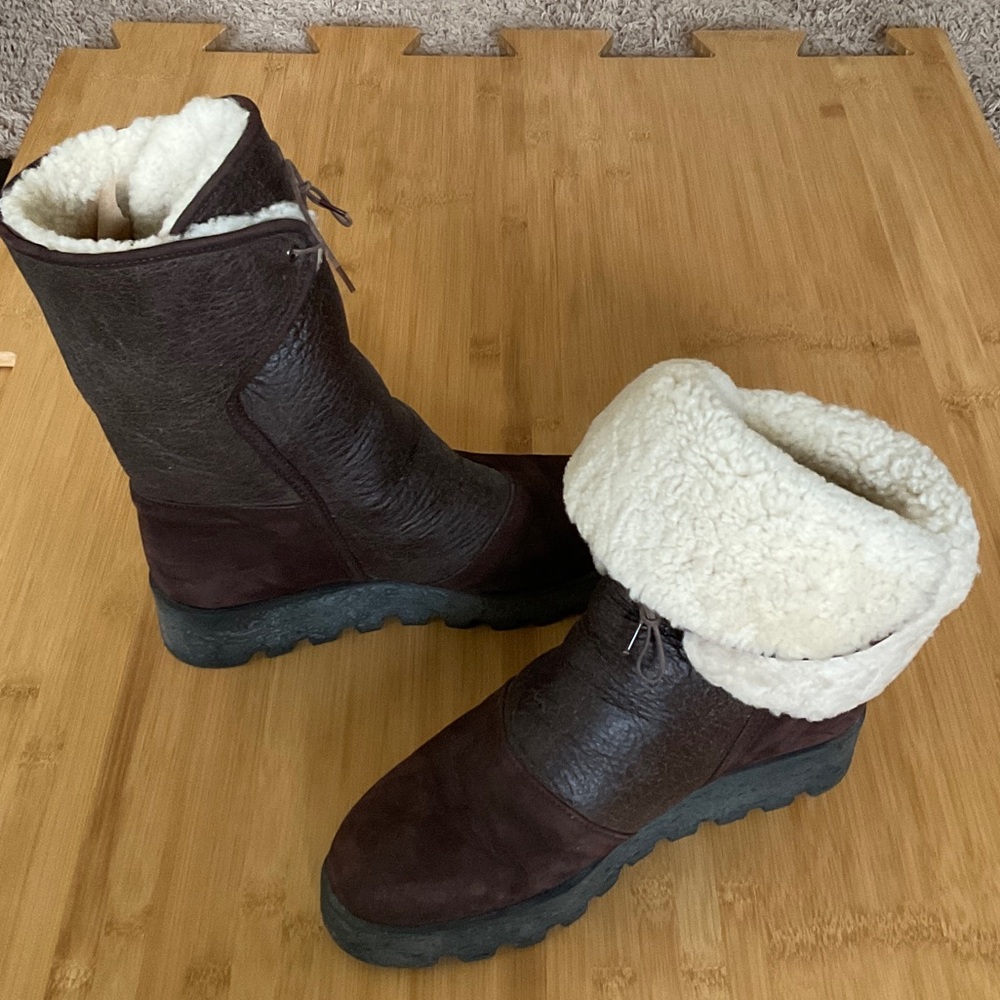 ARCHE Leather and Suede Sherling Boot.  Brown.  Size 40.
